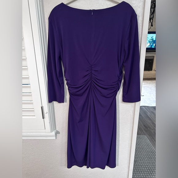 AB Studio Purple Long Sleeve Ruched Dress - Picture 5 of 6